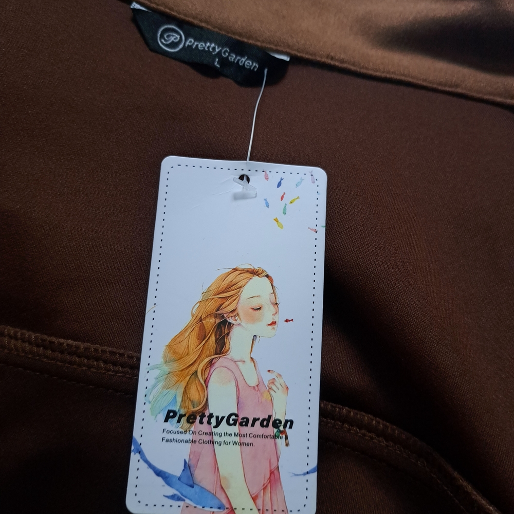 PrettyGarden Brown Faux Suede Fringe‎ Western Cropped Jacket New Large - Picture 8 of 8